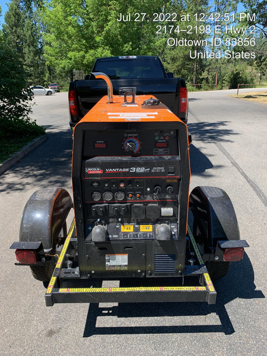 2021 Lincoln Electric Vantage 322 Vantage 322 Ready Pak 3 w/ Decals, ORANGE (includes trailer, cable rack, fender light kit) NO Telematics