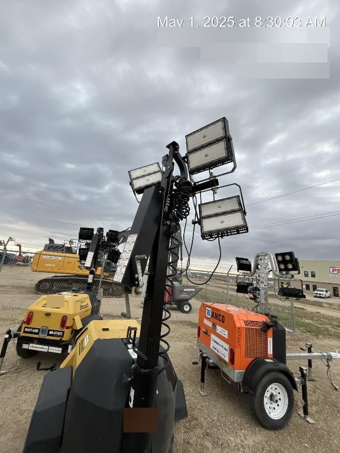 2022 Allmand NLV3GR (4) LED Light Fixture 350W, 23' Vertical Mast, 3kW Prime, Towable, ES Decals, T3