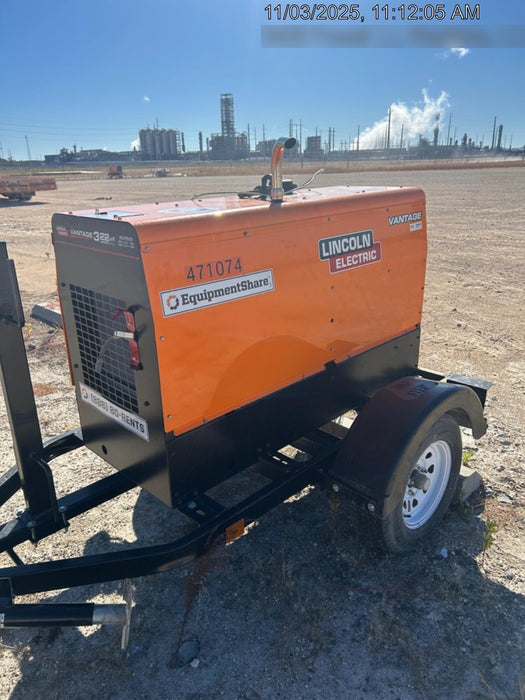 2024 Lincoln Electric Vantage 322 Welder Ready-Pak 3, Two wheel trailer, Fender and Light kit, Cable Rack, Orange