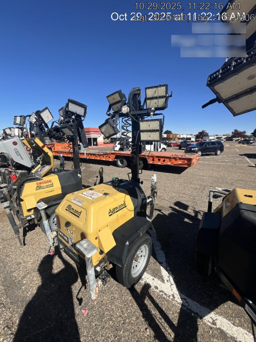 2022 Allmand NLV3GR (4) LED Light Fixture 350W, 23' Vertical Mast, 3kW Prime, Towable, Deep Sea L401, Leveling Jacks, Yanmar T4F 5.8hp