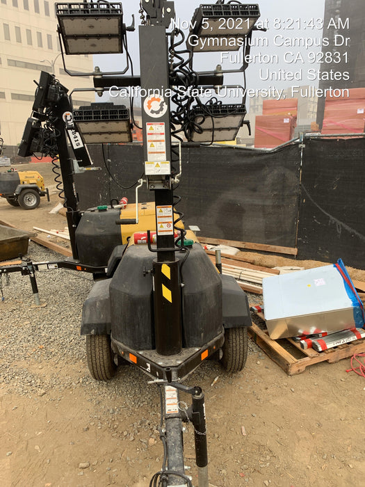 2021 Allmand NLV3GR (4) LED Light Fixture 350W, 23' Vertical Mast, 3kW Prime, Towable, Deep Sea L401, Leveling Jacks, Yanmar T4F 5.8hp