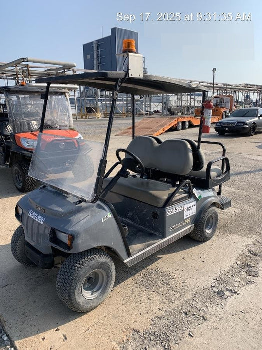 2022 Club Car CA100E Canopy, Fold down Windshield, Beacon, Back up Alarm, All-Trail Trials, HD 8 V Batteries, Trailer Hitch and Ball