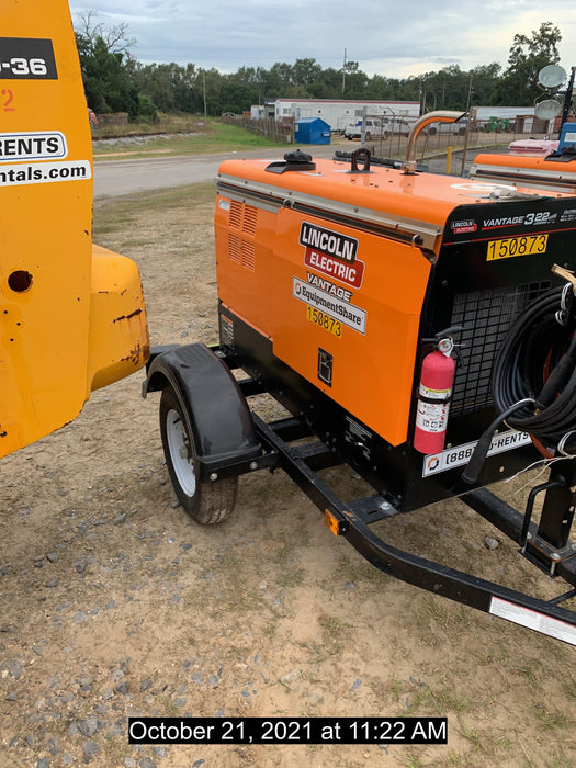 2021 Lincoln Electric Vantage 322 Vantage 322 Ready Pak 3 w/ Decals, ORANGE (includes trailer, cable rack, fender light kit) NO Telematics