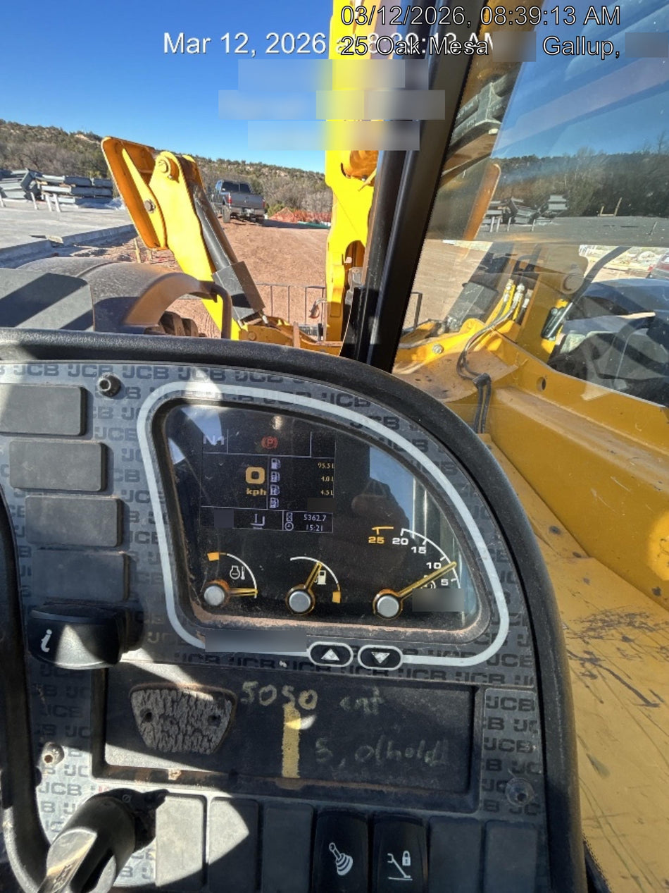 2019 JCB 512-56 74 HP w/Open ROPS, Beacon, Aux Hydraulics, Worklights, Solid Tires w/60" Carriage/Forks