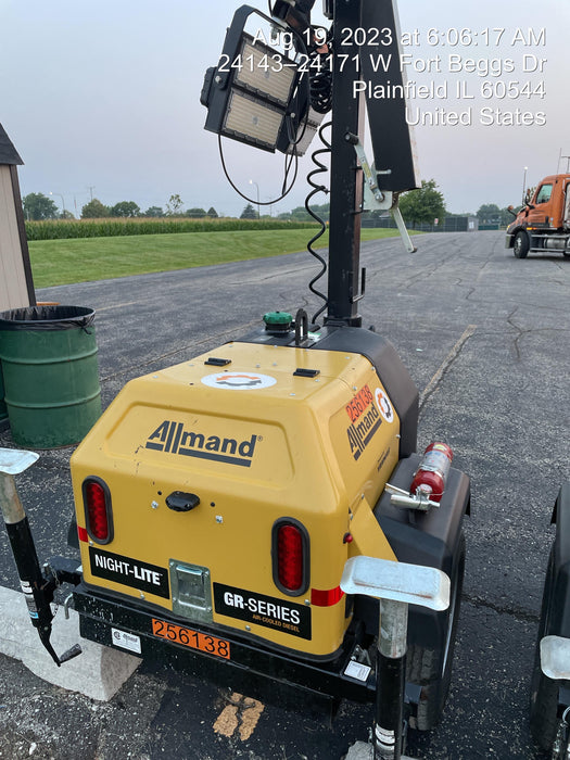 2022 Allmand NLV3GR (4) LED Light Fixture 350W, 23' Vertical Mast, 3kW Prime, Towable, ES Decals, T3