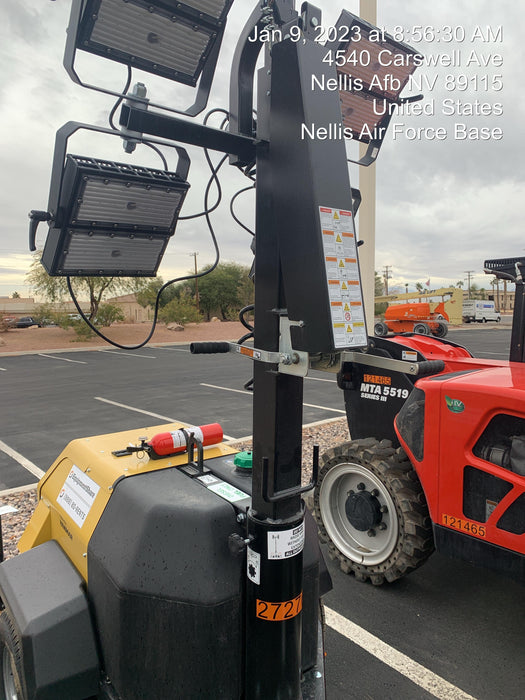 2022 Allmand NLV3GR (4) LED Light Fixture 350W, 23' Vertical Mast, 3kW Prime, Towable, ES Decals, T3