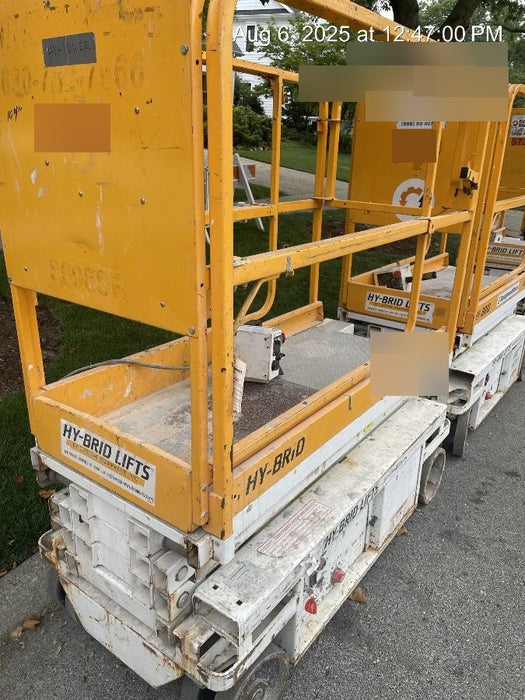 Custom Equipment HB-1430 <ul>
 <li>Hy-Brid Scissor Lift</li>
  <li>Platform capacity up to 670 lbs.</li>
  <li>Working height up to 20 ft</li>
  <li>Weighs under 1,700 lbs.</li>
  <li>Non-marking wheels </li>
</ul>