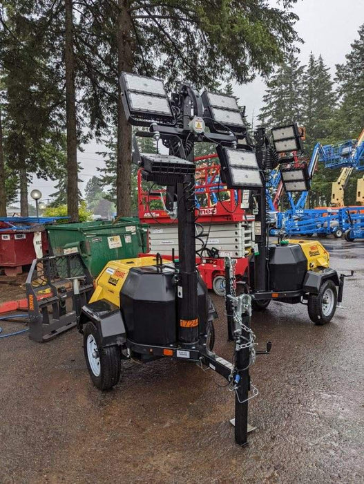 2021 Allmand NLV3GR (4) LED Light Fixture 350W, 23' Vertical Mast, 3kW Prime, Towable, Deep Sea L401, Leveling Jacks, Yanmar T4F 5.8hp