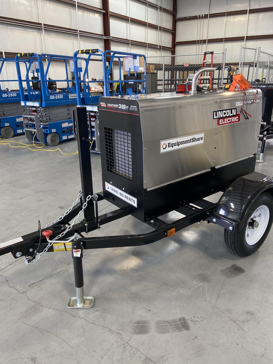 2019 Lincoln Electric Vantage 322 Welder Ready-Pak 3, Two wheel trailer, Fender and Light kit, Cable Rack