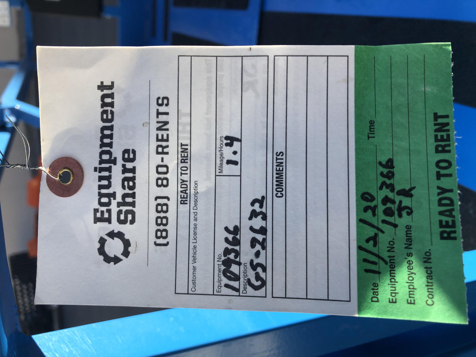 2020 Genie GS-2632 Solid NM Tires, Folding Rails with Half-Height Swing Gate, Beacon, 800W Invertor