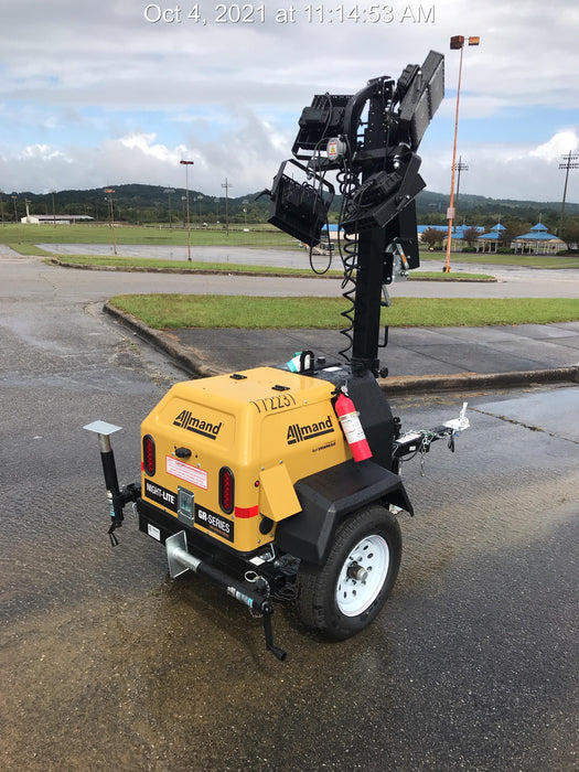 2021 Allmand NLV3GR (4) LED Light Fixture 350W, 23' Vertical Mast, 3kW Prime, Towable, Deep Sea L401, Leveling Jacks, Yanmar T4F 5.8hp