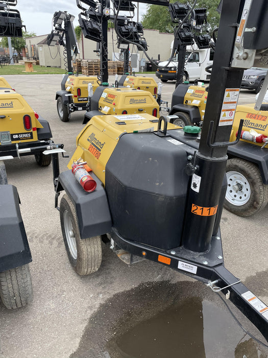 2022 Allmand NLV3GR (4) LED Light Fixture 350W, 23' Vertical Mast, 3kW Prime, Towable, Deep Sea L401, Leveling Jacks, Yanmar T4F 5.8hp