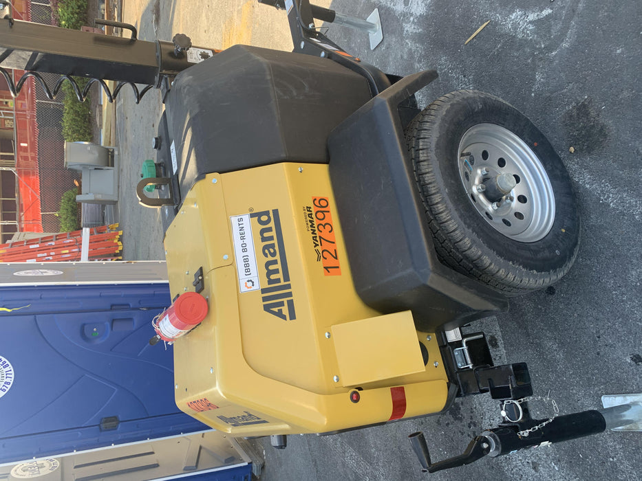 2021 Allmand NLV3GR (4) LED Light Fixture 350W, 23' Vertical Mast, 3kW Prime, Towable, Deep Sea L401, Leveling Jacks, Yanmar T4F 5.8hp