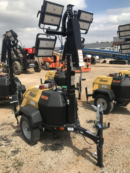 2022 Allmand NLV3GR (4) LED Light Fixture 350W, 23' Vertical Mast, 3kW Prime, Towable, Deep Sea L401, Leveling Jacks, Yanmar T4F 5.8hp