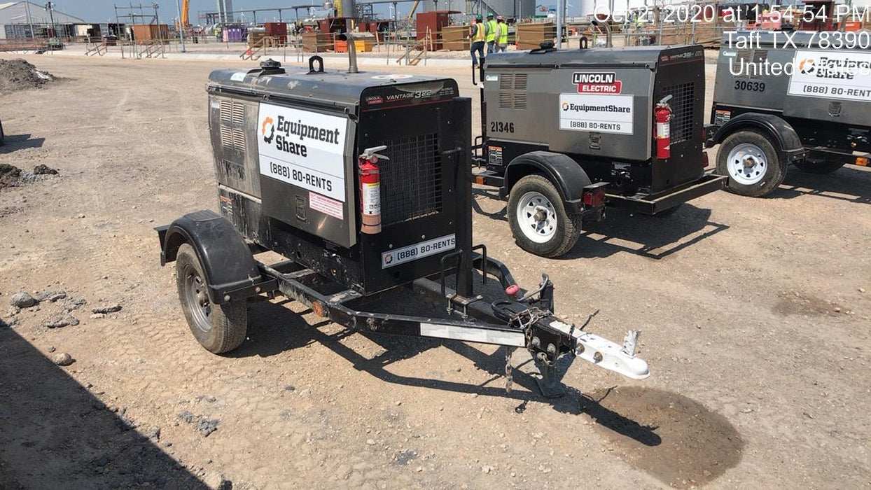 2019 Lincoln Electric Vantage 322 Welder Ready-Pak 3, Two wheel trailer, Fender and Light kit, Cable Rack