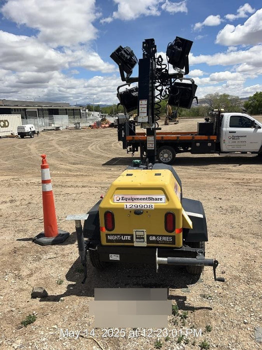 2021 Allmand NLV3GR (4) LED Light Fixture 350W, 23' Vertical Mast, 3kW Prime, Towable, Deep Sea L401, Leveling Jacks, Yanmar T4F 5.8hp