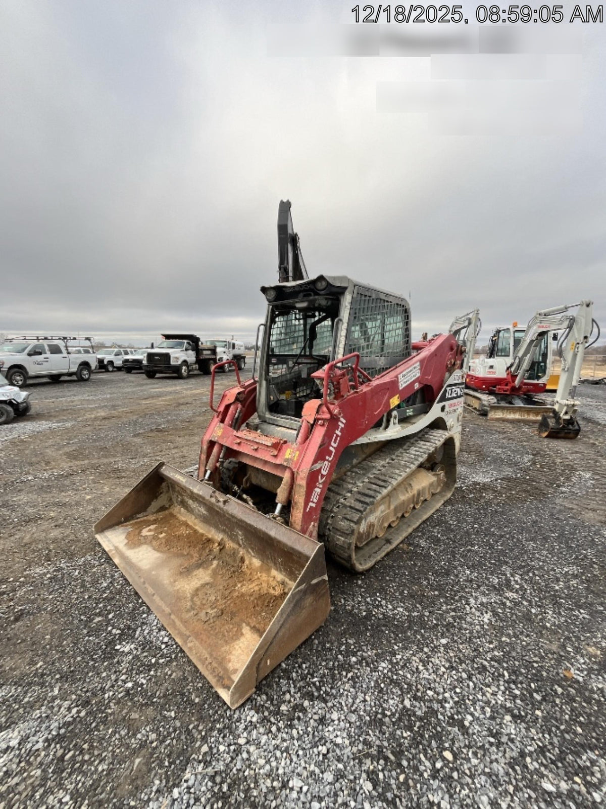 2019 Takeuchi TL12V2C Cab/Heat/Air w/Auxiliary Hydraulics, 2 Speed, Hydraulic QC 80" Tooth Bucket, 48" Pallet Forks