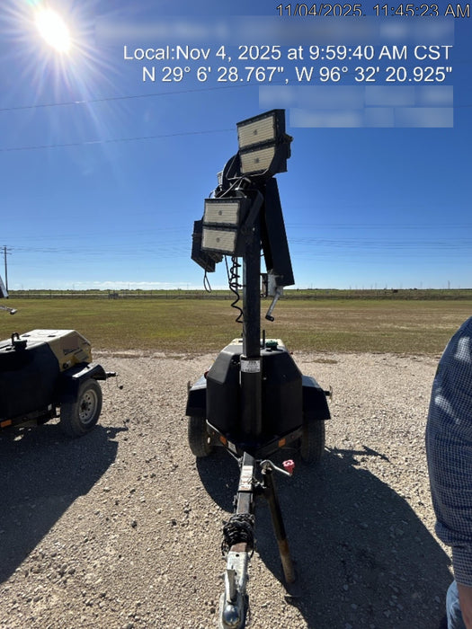 2022 Allmand NLV3GR (4) LED Light Fixture 350W, 23' Vertical Mast, 3kW Prime, Towable, Deep Sea L401, Leveling Jacks, Yanmar T4F 5.8hp