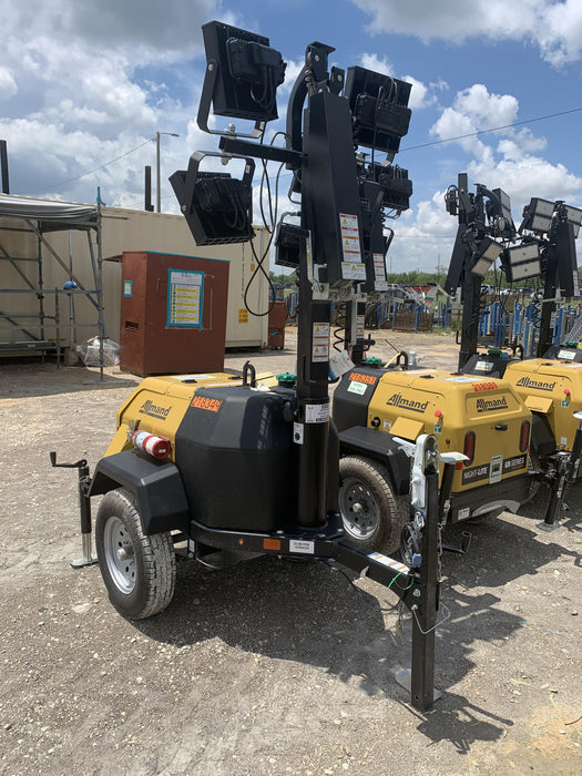 2022 Allmand NLV3GR (4) LED Light Fixture 350W, 23' Vertical Mast, 3kW Prime, Towable, Deep Sea L401, Leveling Jacks, Yanmar T4F 5.8hp