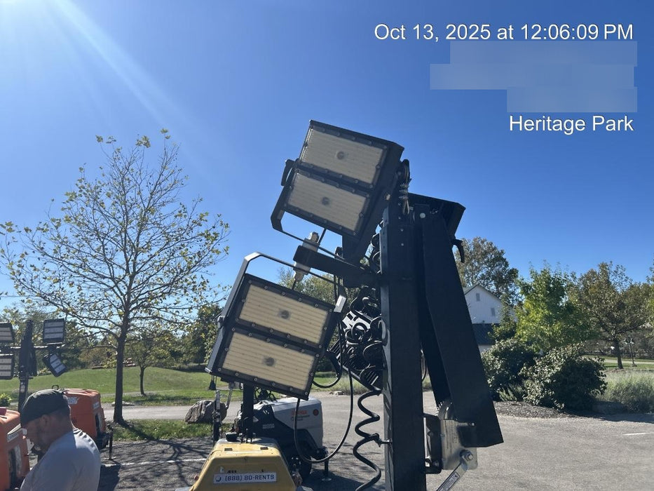 2022 Allmand NLV3GR (4) LED Light Fixture 350W, 23' Vertical Mast, 3kW Prime, Towable, Deep Sea L401, Leveling Jacks, Yanmar T4F 5.8hp