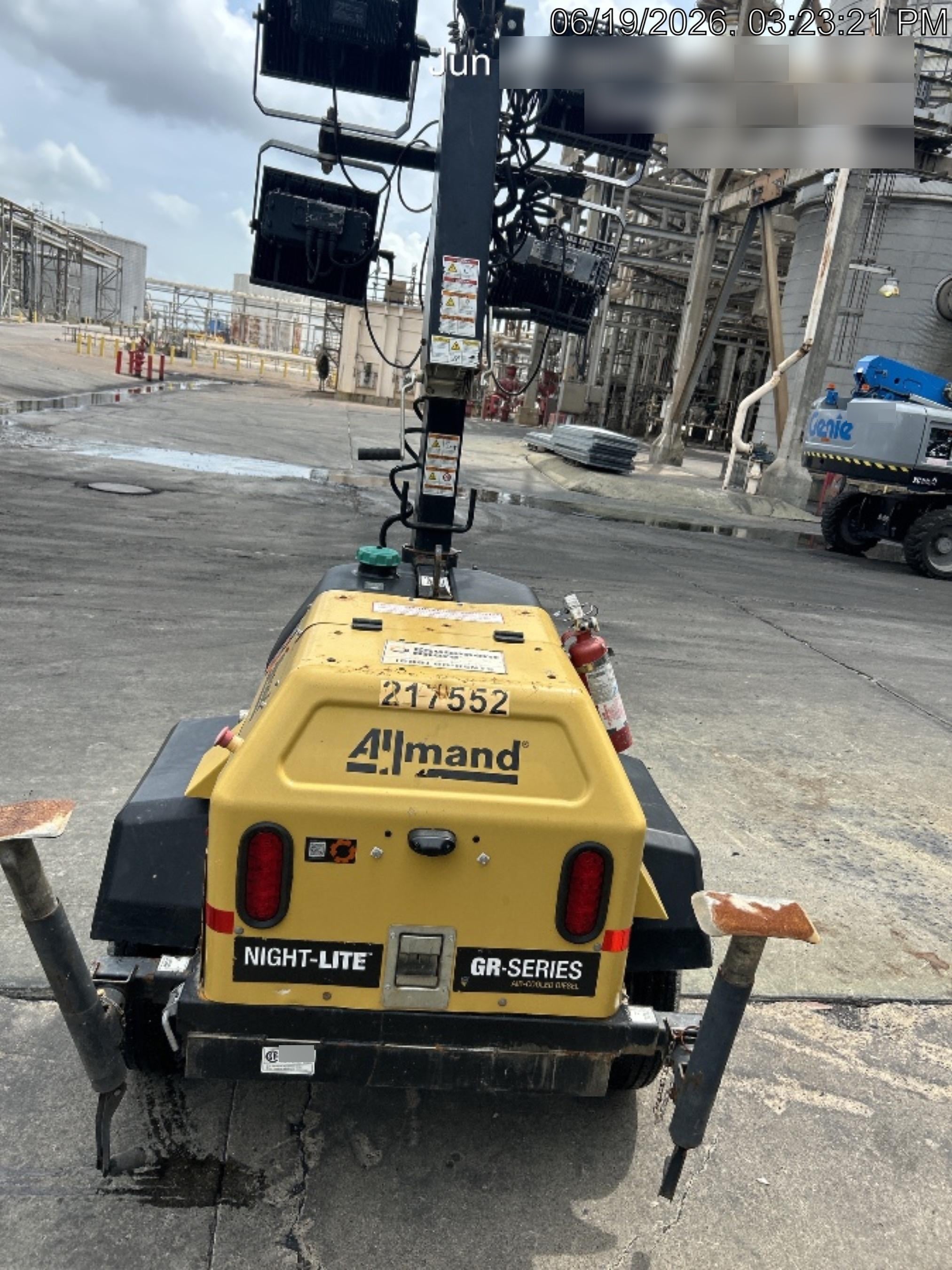 2022 Allmand NLV3GR (4) LED Light Fixture 350W, 23' Vertical Mast, 3kW Prime, Towable, Deep Sea L401, Leveling Jacks, Yanmar T4F 5.8hp