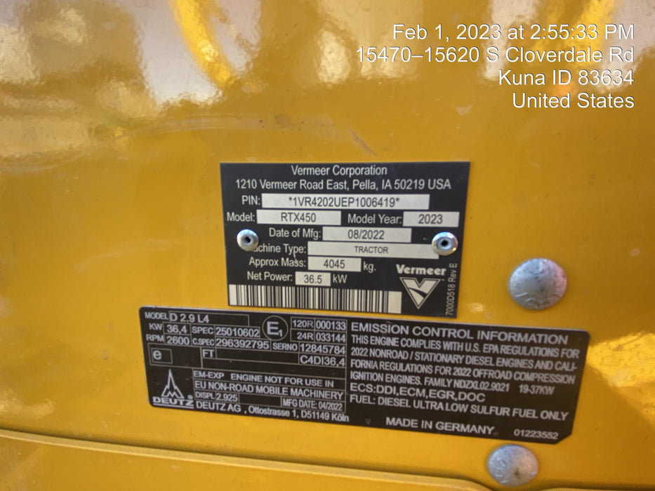 2023 VERMEER RTX450