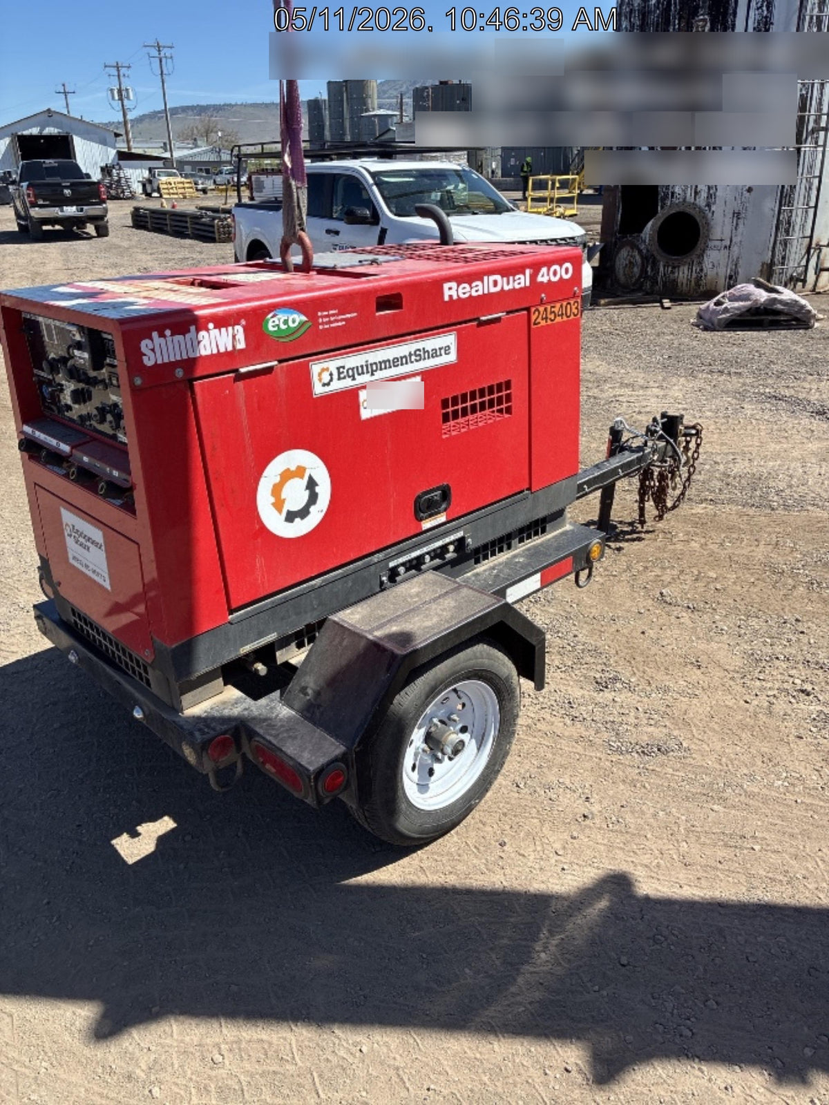 2022 Shindaiwa DGW400MDL Kubota D902 Engine, 23 HP, Dual Op Welder, Wire, Arc, Droop Stick, Tig, and CC Stick Functionality, Simulphase, 3 Phase and 1 Phase Gen Output, Single Axle NB Trlr, Slr Trckl Chrg 12V 12W, Fire Ext