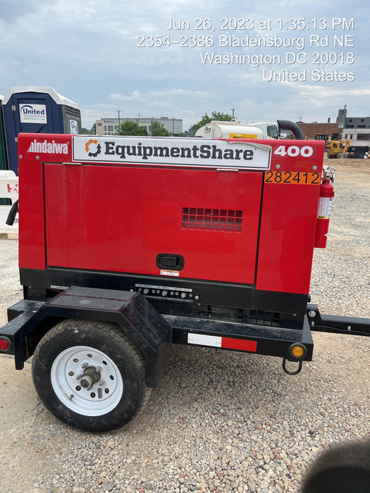 2022 Shindaiwa DGW400MDL Kubota D902 Engine, 23 HP, Dual Op Welder, Wire, Arc, Droop Stick, Tig, and CC Stick Functionality, Simulphase, 3 Phase and 1 Phase Gen Output, Single Axle NB Trlr, Slr Trckl Chrg 12V 12W, Fire Ext