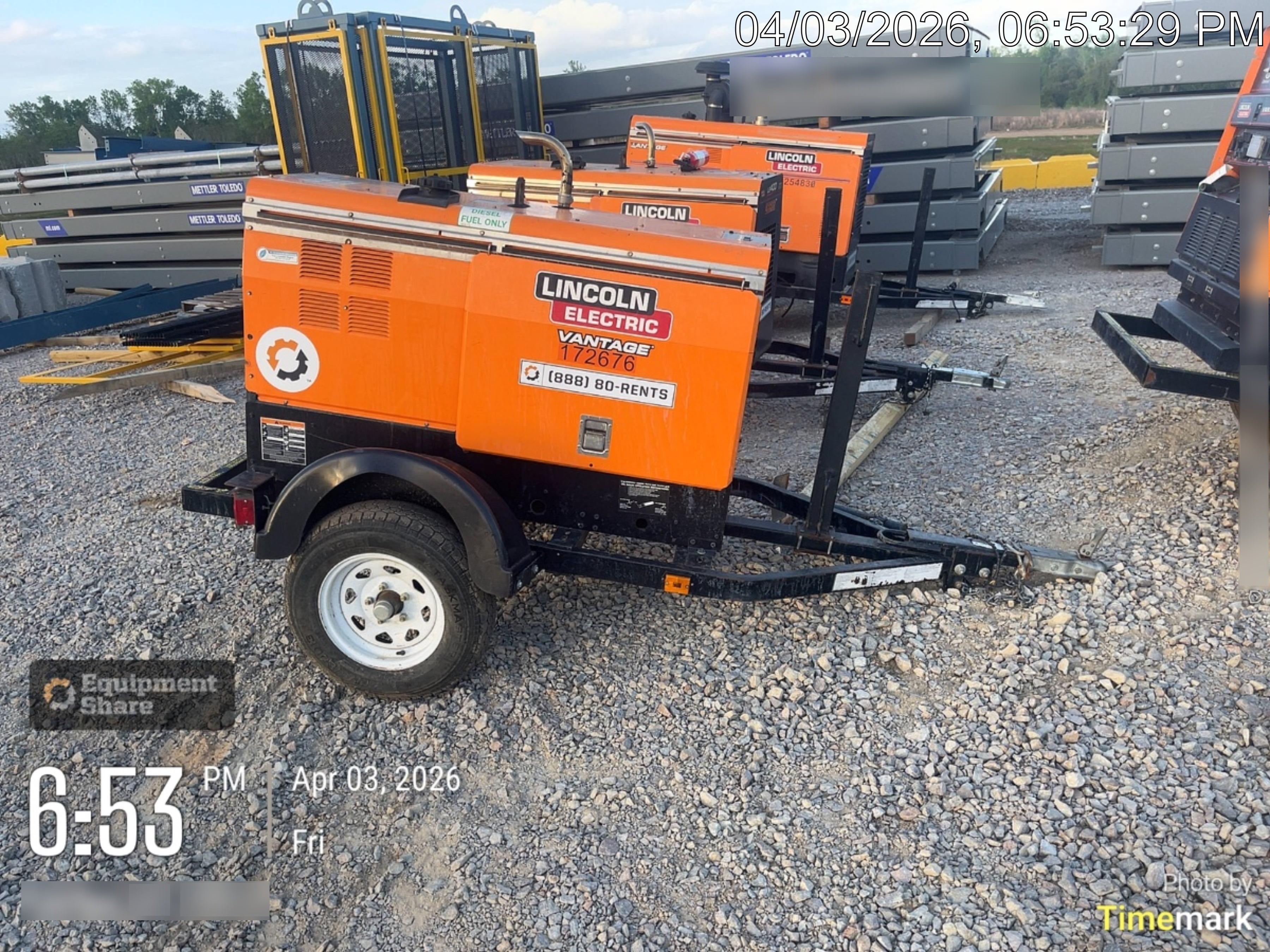2021 Lincoln Electric Vantage 322 Vantage 322 Ready Pak 3 w/ Decals, ORANGE (includes trailer, cable rack, fender light kit) NO Telematics