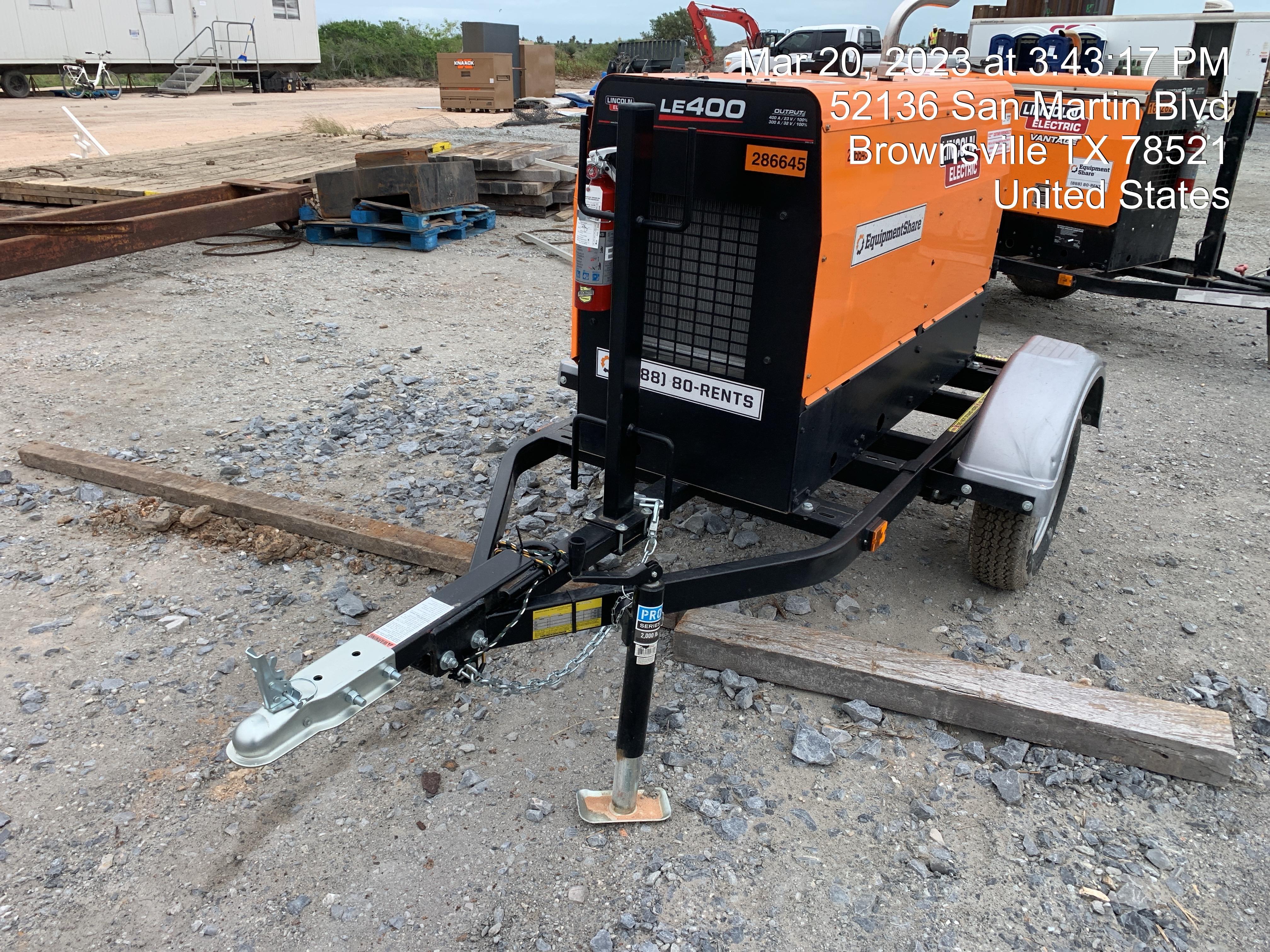 2022 Lincoln Electric LE400 Kubota V1505, Trlr, Cable Rack, Light Kit, ES Decals, T3