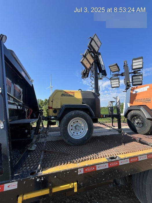 2022 Allmand NLV3GR (4) LED Light Fixture 350W, 23' Vertical Mast, 3kW Prime, Towable, Deep Sea L401, Leveling Jacks, Yanmar T4F 5.8hp