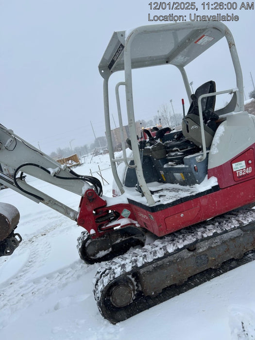 2019 Takeuchi TB240 Takeuchi TB240 Canopy w/Rubber Tracks, Auxiliary Hydraulics, Manual QC, Hydraulic Thumb, 12/18/24" Buckets