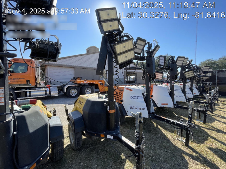 2022 Allmand NLV3GR (4) LED Light Fixture 350W, 23' Vertical Mast, 3kW Prime, Towable