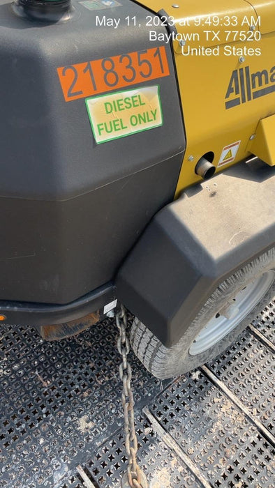 2022 Allmand NLV3GR (4) LED Light Fixture 350W, 23' Vertical Mast, 3kW Prime, Towable, Deep Sea L401, Leveling Jacks, Yanmar T4F 5.8hp