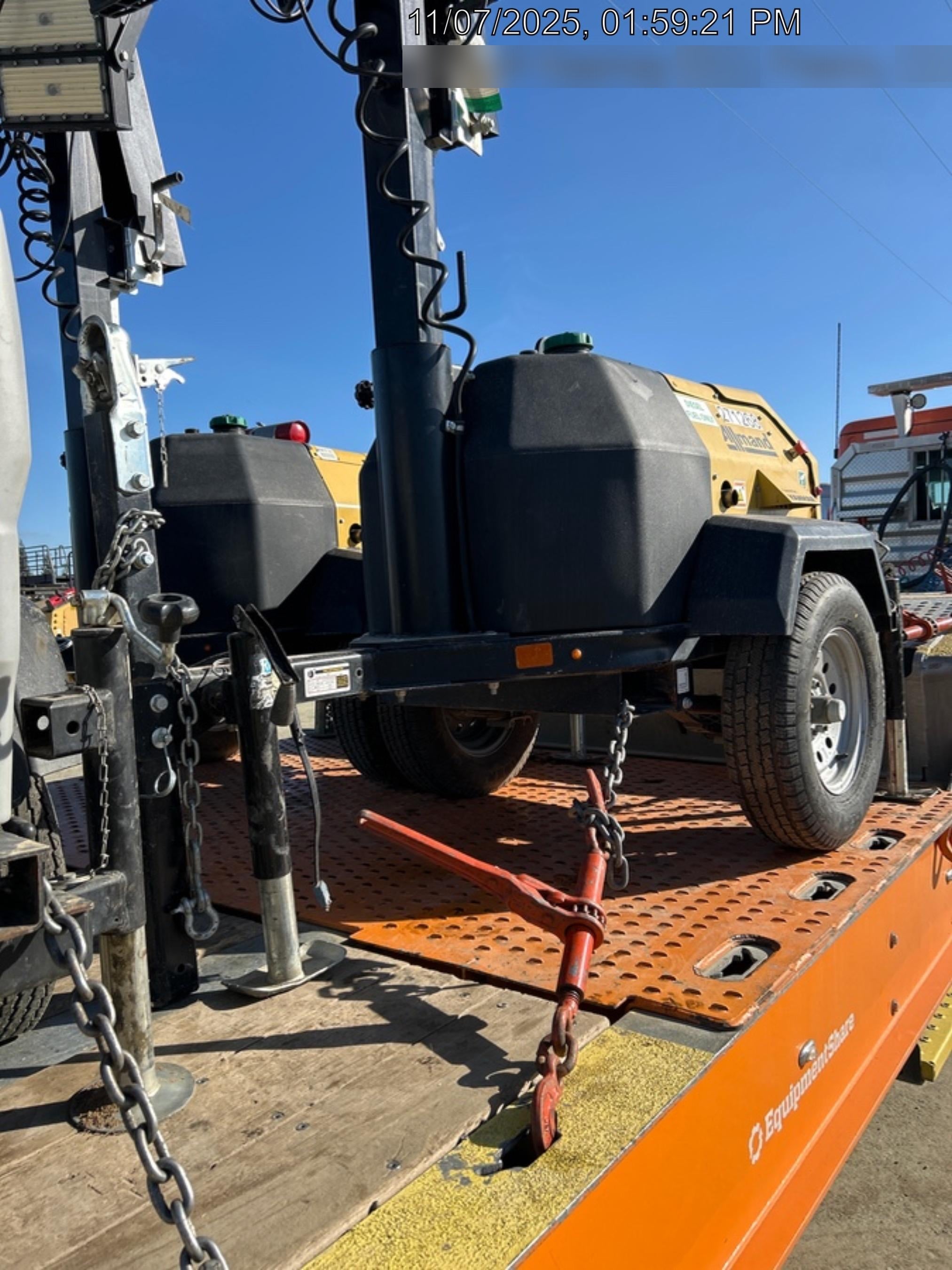 2022 Allmand NLV3GR (4) LED Light Fixture 350W, 23' Vertical Mast, 3kW Prime, Towable, ES Decals, T3