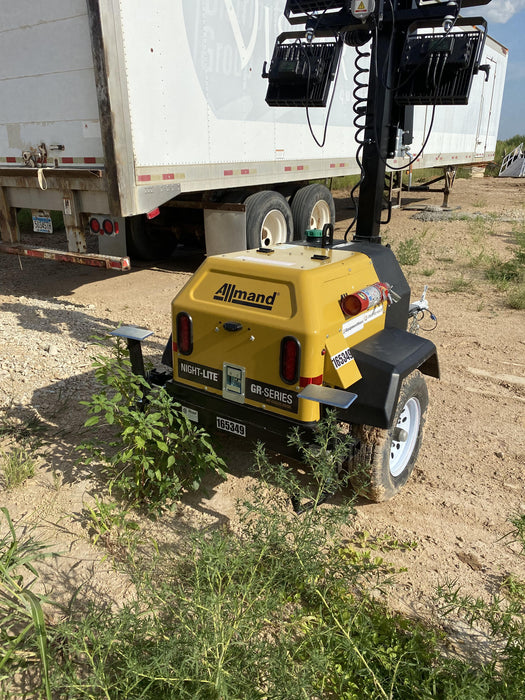 2021 Allmand NLV3GR (4) LED Light Fixture 350W, 23' Vertical Mast, 3kW Prime, Towable, Deep Sea L401, Leveling Jacks, Yanmar T4F 5.8hp