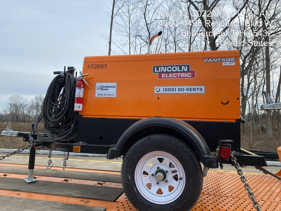 2021 Lincoln Electric Vantage 322 Vantage 322 Ready Pak 3 w/ Decals, ORANGE (includes trailer, cable rack, fender light kit) NO Telematics