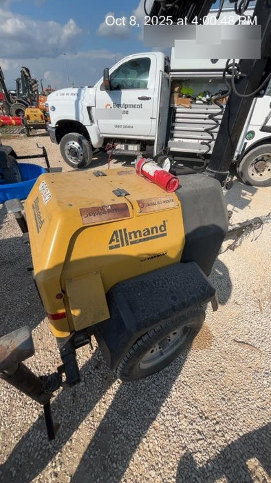 Allmand NLV3GR (4) LED Light Fixture 350W, 23' Vertical Mast, 3kW Prime, Towable, Deep Sea L401, Leveling Jacks, Yanmar T4F 5.8hp