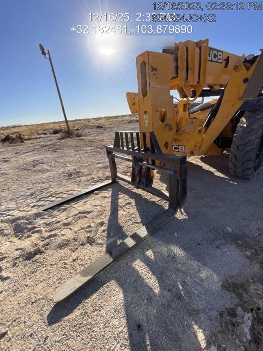 2019 JCB 510-56 Open ROPS, 74 HP, Solid Tires, Worklights, Beacon, Aux Hydraulics, Lifting Eye w/60" Carriage/60" Forks