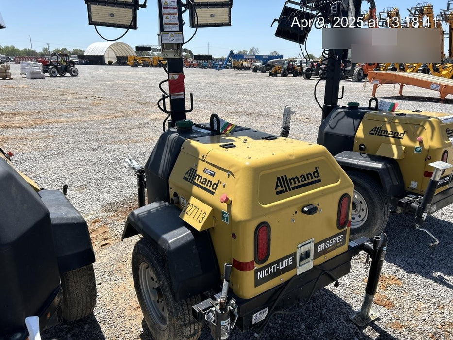 2022 Allmand NLV3GR (4) LED Light Fixture 350W, 23' Vertical Mast, 3kW Prime, Towable, Deep Sea L401, Leveling Jacks, Yanmar T4F 5.8hp