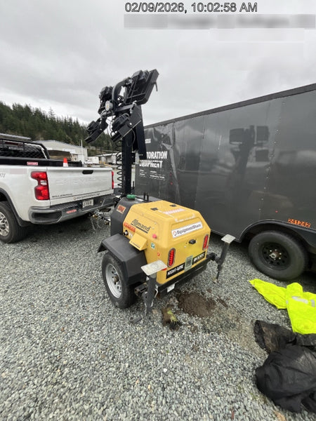 2020 Allmand NLV3GR (4) LED Light Fixture 350W, 23' Vertical Mast, 3kW Prime, Towable, Deep Sea L401, Leveling Jacks, Yanmar T4F 5.8hp