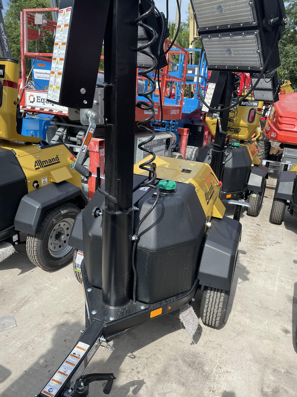 2022 Allmand NLV3GR (4) LED Light Fixture 350W, 23' Vertical Mast, 3kW Prime, Towable, Deep Sea L401, Leveling Jacks, Yanmar T4F 5.8hp
