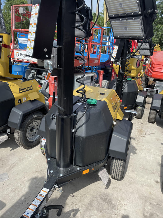 2022 Allmand NLV3GR (4) LED Light Fixture 350W, 23' Vertical Mast, 3kW Prime, Towable, Deep Sea L401, Leveling Jacks, Yanmar T4F 5.8hp