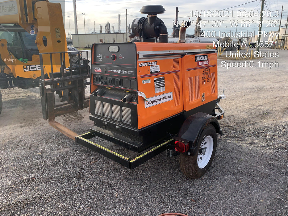 2021 Lincoln Electric Vantage 549X Ready Pak 3, ORANGE (includes trailer, cable rack, fender light kit)