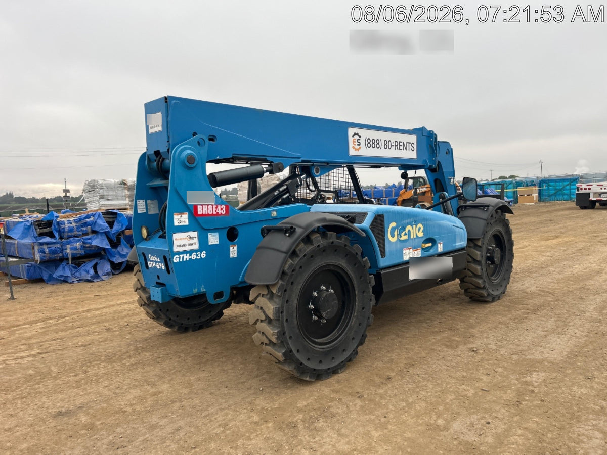 2019 Genie GTH-636 Canopy, Solid RT Tires, LED Work Lights, Beacon 60" QA Carriage, 48" Forks