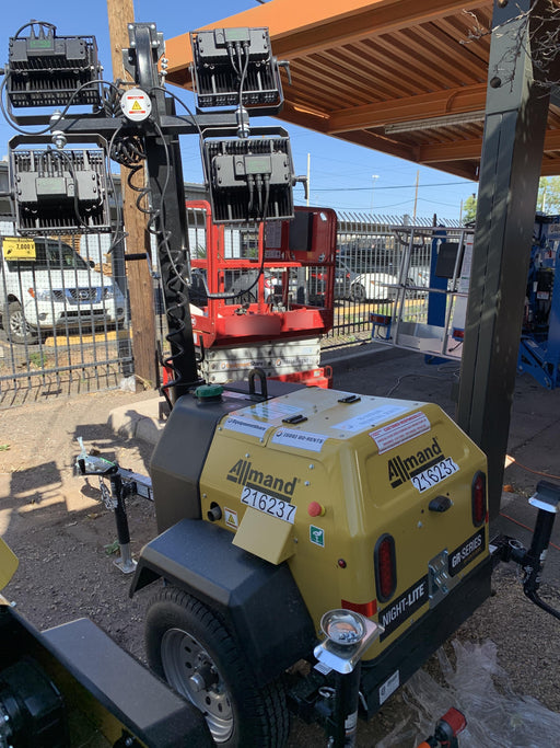 2022 Allmand NLV3GR (4) LED Light Fixture 350W, 23' Vertical Mast, 3kW Prime, Towable, Deep Sea L401, Leveling Jacks, Yanmar T4F 5.8hp