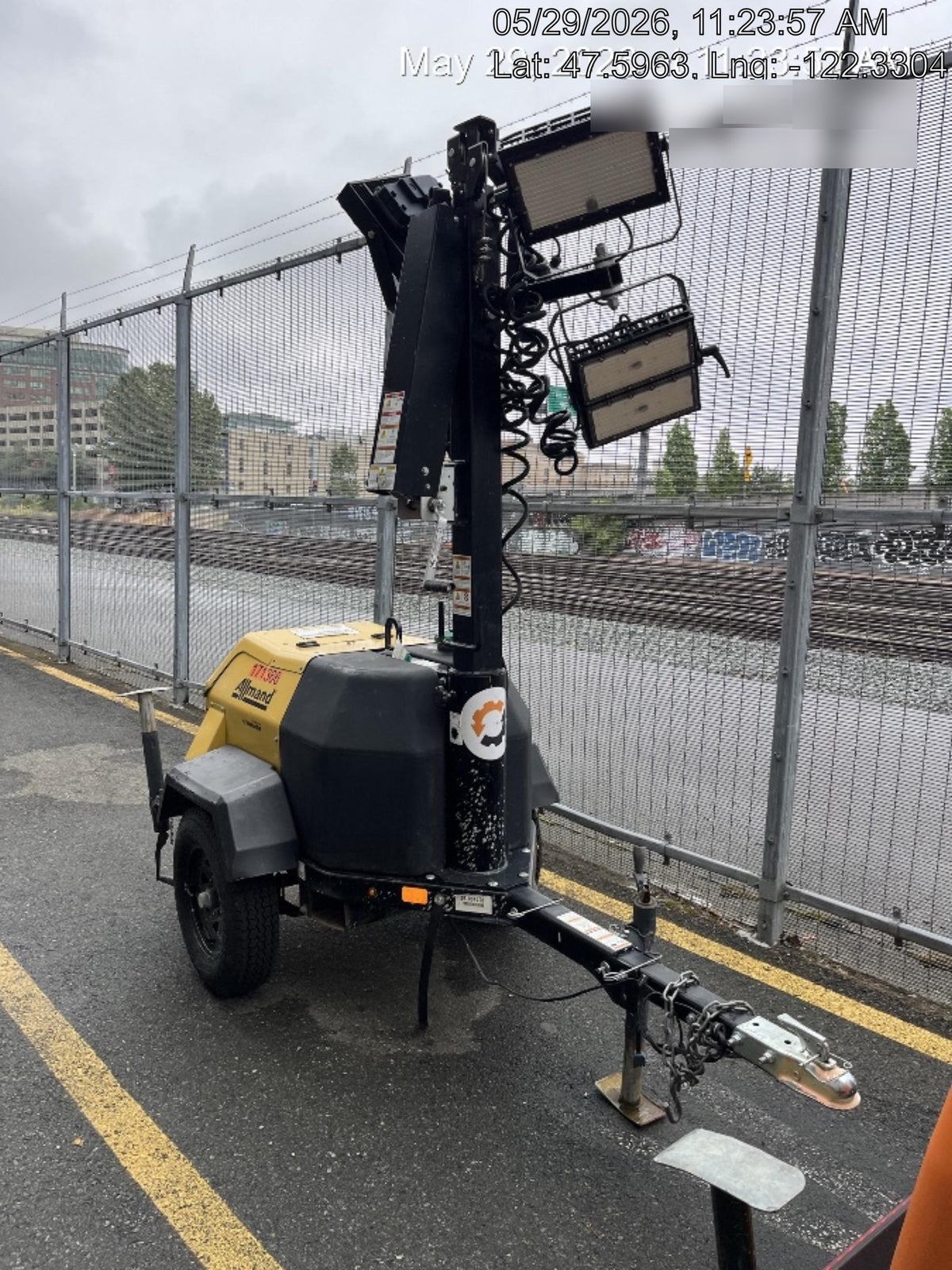 2021 Allmand NLV3GR (4) LED Light Fixture 350W, 23' Vertical Mast, 3kW Prime, Towable, Deep Sea L401, Leveling Jacks, Yanmar T4F 5.8hp