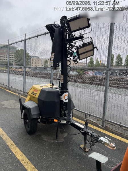 2021 Allmand NLV3GR (4) LED Light Fixture 350W, 23' Vertical Mast, 3kW Prime, Towable, Deep Sea L401, Leveling Jacks, Yanmar T4F 5.8hp