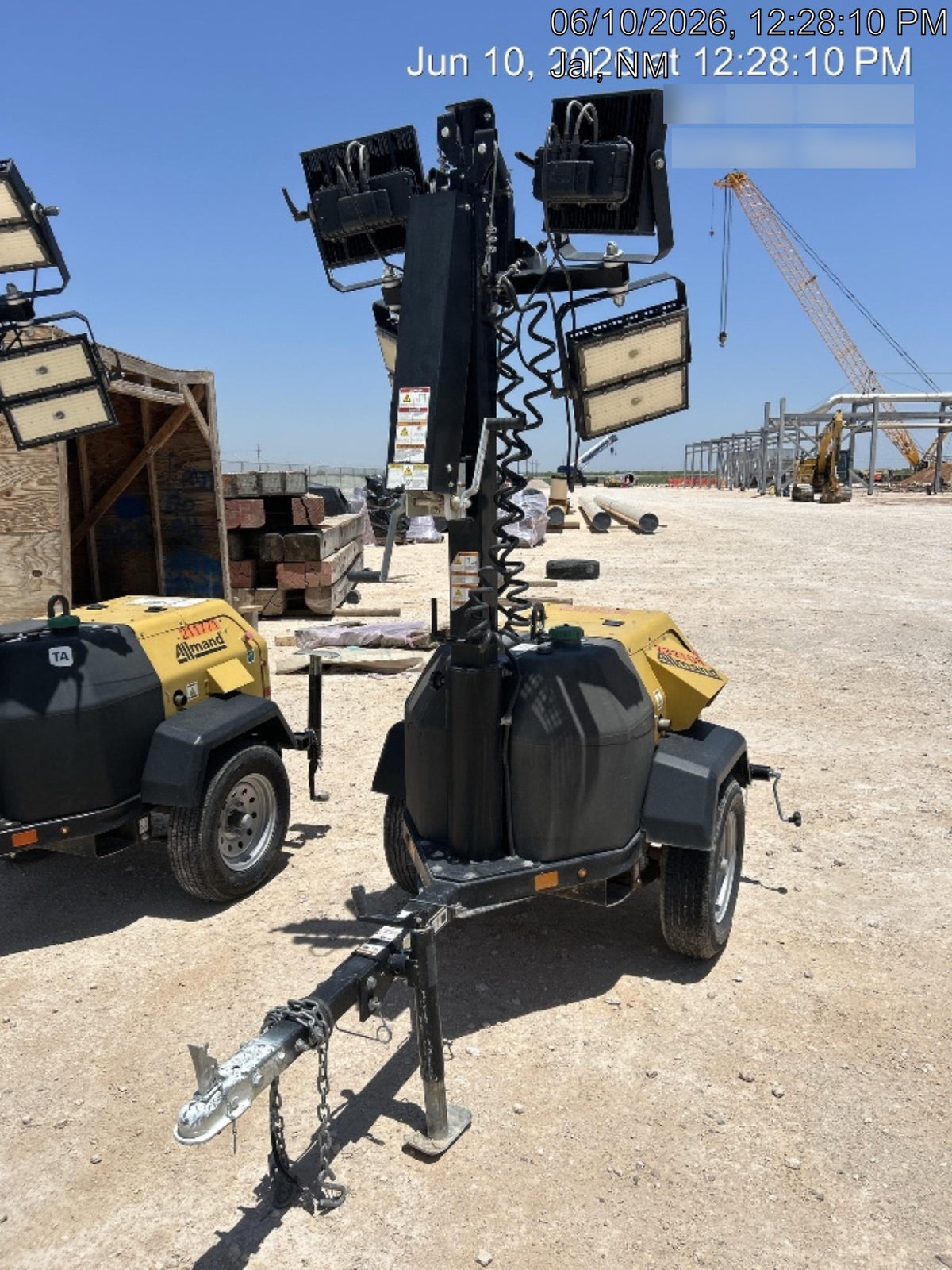 2022 Allmand NLV3GR (4) LED Light Fixture 350W, 23' Vertical Mast, 3kW Prime, Towable, Deep Sea L401, Leveling Jacks, Yanmar T4F 5.8hp
