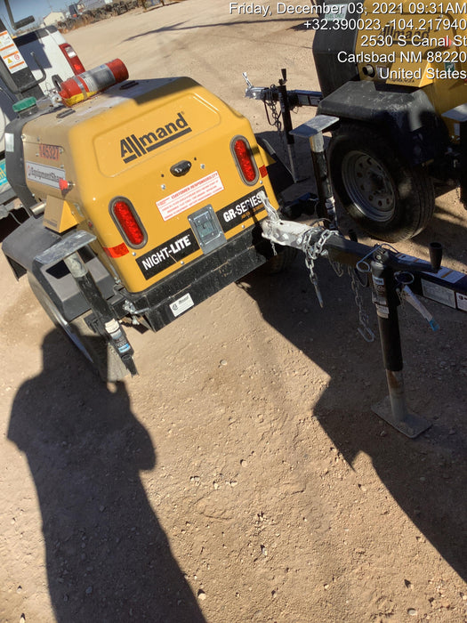 2021 Allmand NLV3GR (4) LED Light Fixture 350W, 23' Vertical Mast, 3kW Prime, Towable, Deep Sea L401, Leveling Jacks, Yanmar T4F 5.8hp